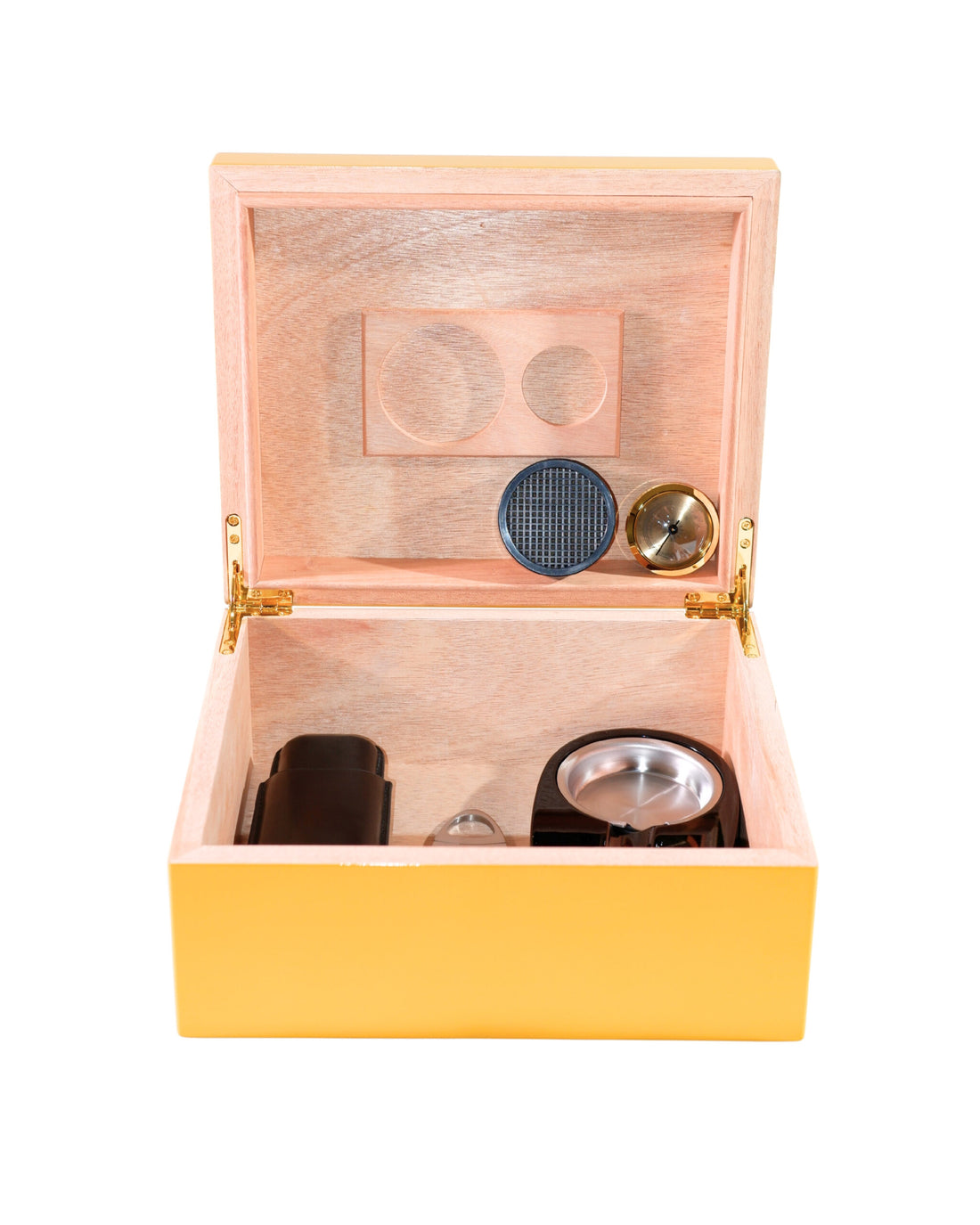 Cohiba Sarı-Gri Nokta Tasarımlı Sedir Ağacı Nemlendirici Humidor CHUM014