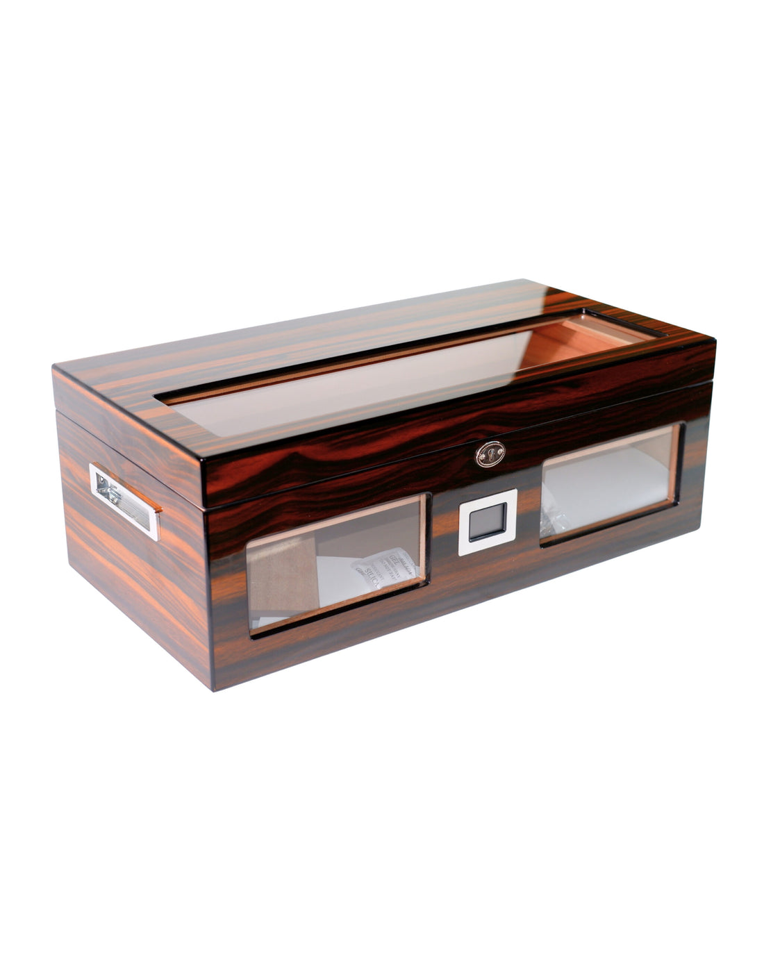 Parmida Parlak Ahşap Raflı Sedir Ağacı Nemlendirici Humidor PHUM0221