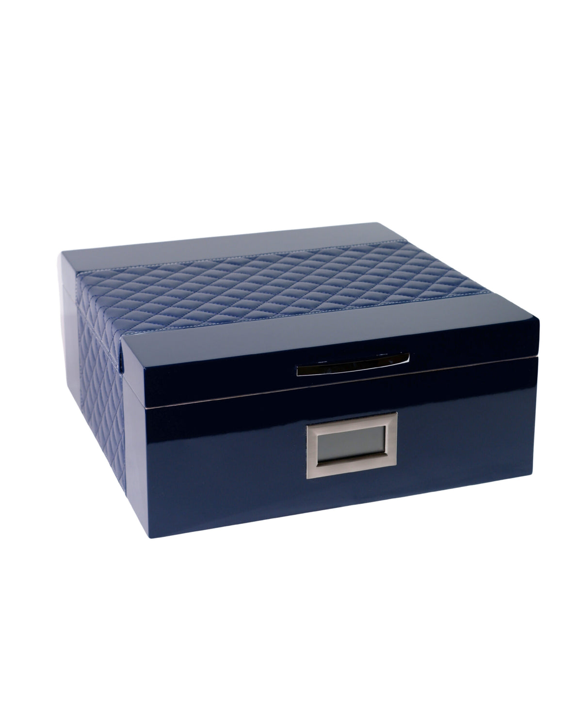 Parmida Mavi Deri Geçişli Sedir Ağacı Nemlendirici Humidor PHUM0219 – farklı açıdan görünüm