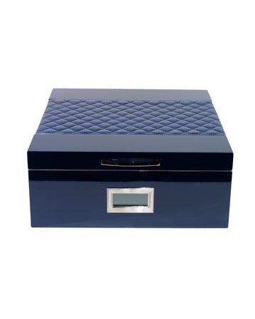 Parmida Mavi Deri Geçişli Sedir Ağacı Nemlendirici Humidor PHUM0219