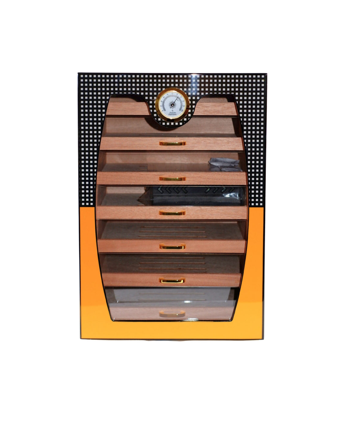 Cohiba Sarı-Gri 7 Raflı Sedir Ağacı Nemlendirici Humidor CHUM048