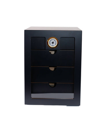 Parmida Siyah 4 Raflı İspanyol Sedir Ağacı Nemlendirici Humidor PHUM0210
