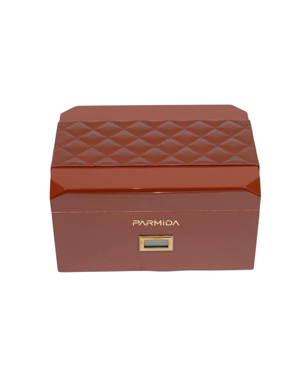 Parmida Kahverengi Deri Geçişli Raflı Sedir Ağacı Nemlendirici Humidor PHUM0238