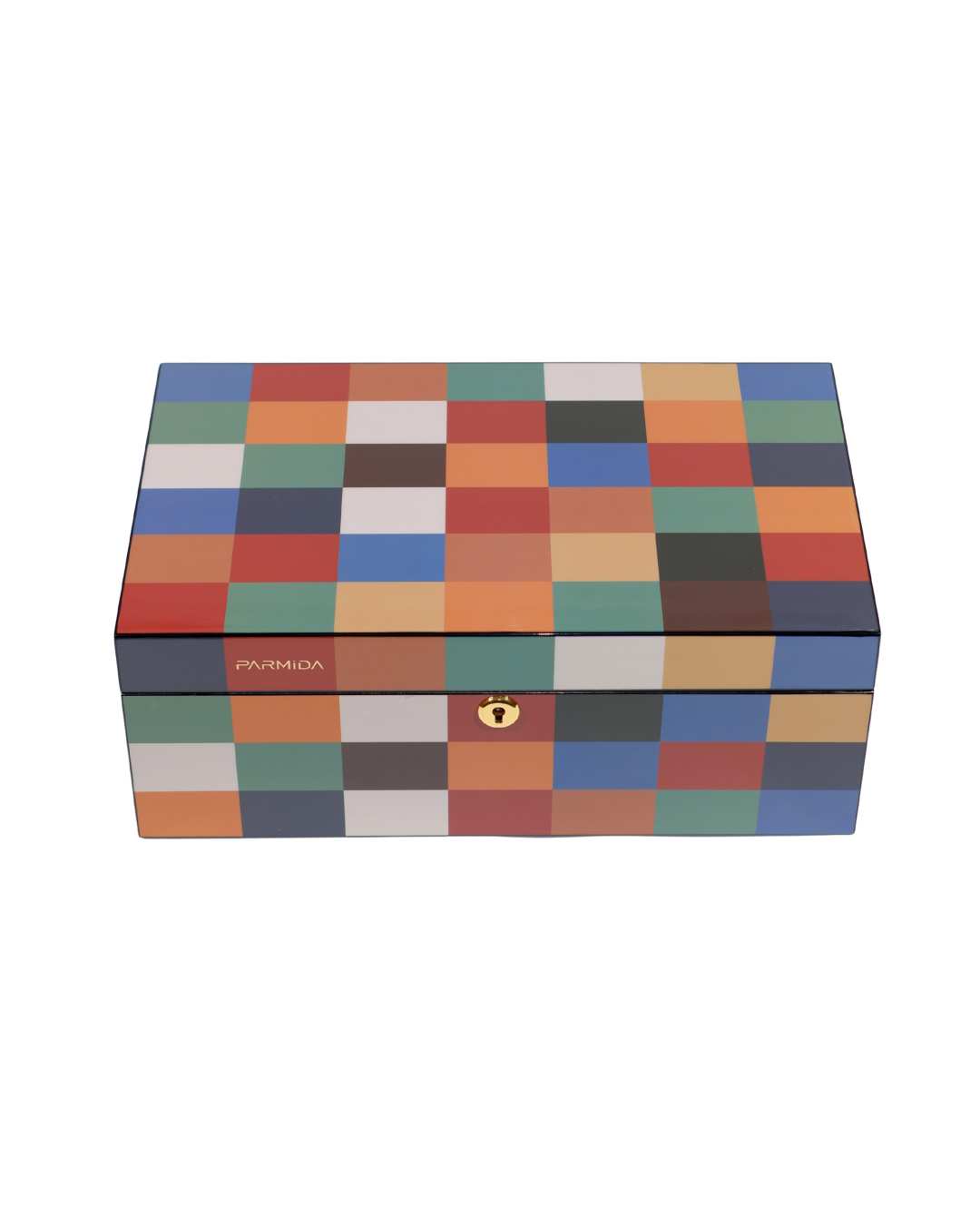Parmida Renkli Kare Geçişli Raflı Sedir Ağacı Nemlendirici Humidor PHUM0239
