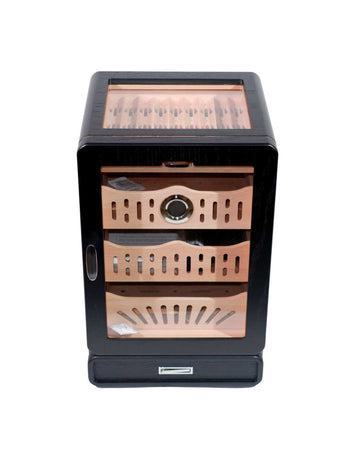 Parmida Siyah 3 Raflı Sedir Ağacı Nemlendirici Humidor PHUM0204