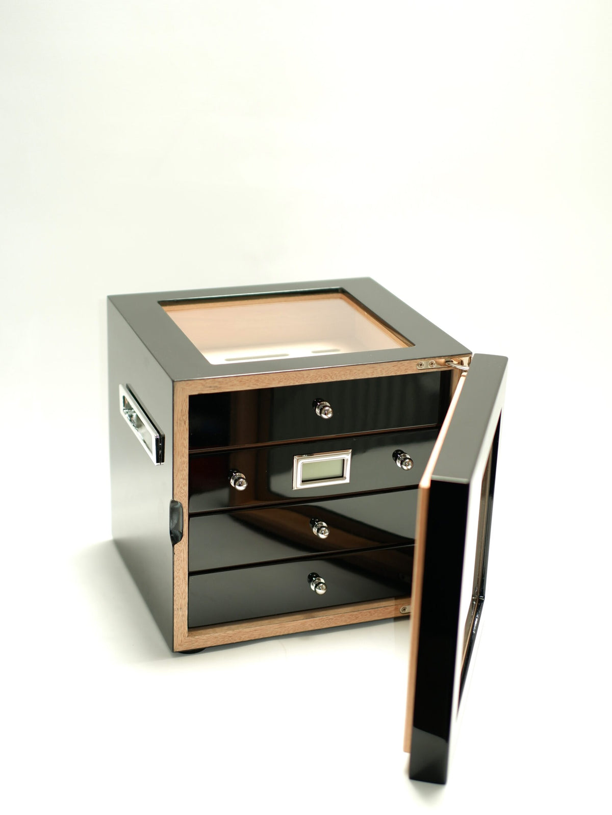 Parmida Siyah Humidor 3 Katlı Puro Saklama Kutusu PHUM0250 – farklı açıdan görünüm