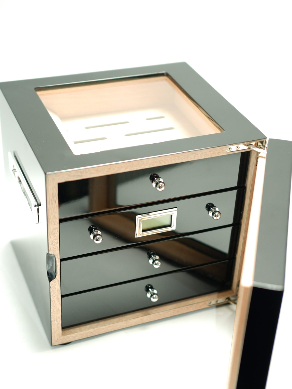 Parmida Siyah Humidor 3 Katlı Puro Saklama Kutusu PHUM0250 – detay görünümü