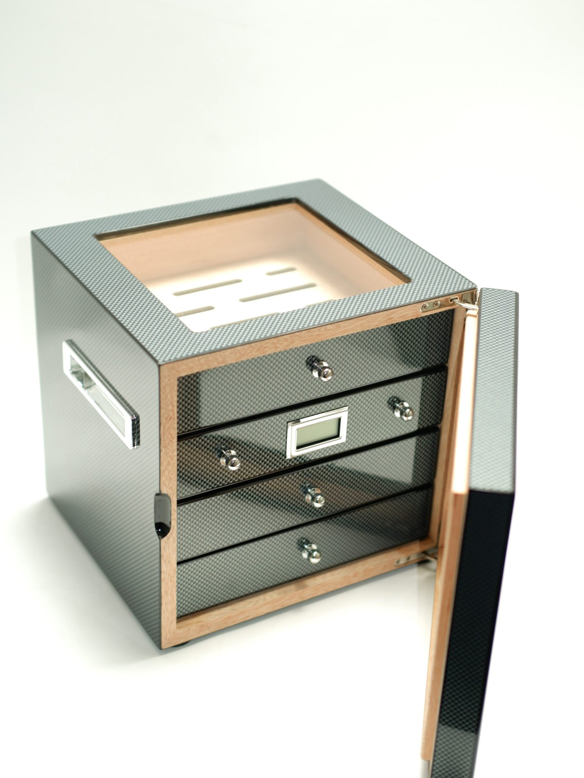 Parmida Karbon Humidor 3 Katlı Puro Saklama Kutusu PHUM0251 – detay görünümü