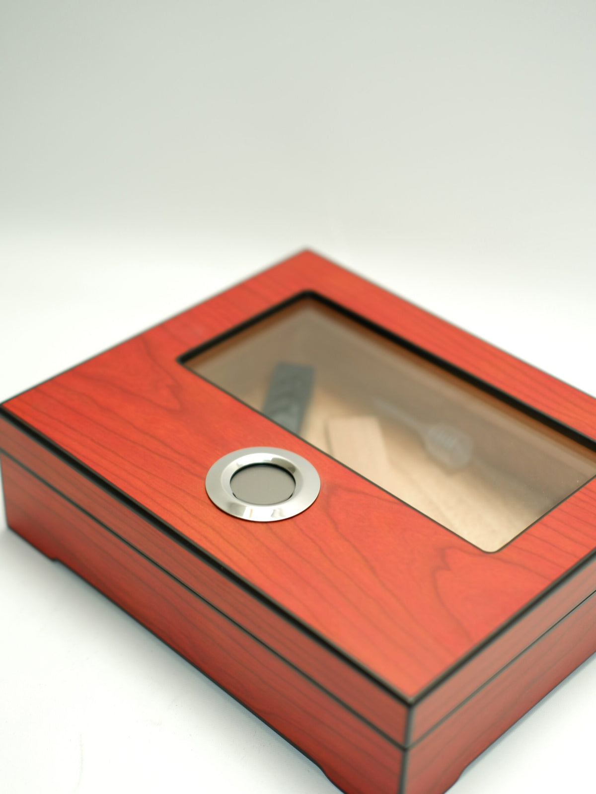 Parmida Vişne Puro Saklama Kutusu Nemlendirici Premium Humidor PHUM0265 – yan görünüm