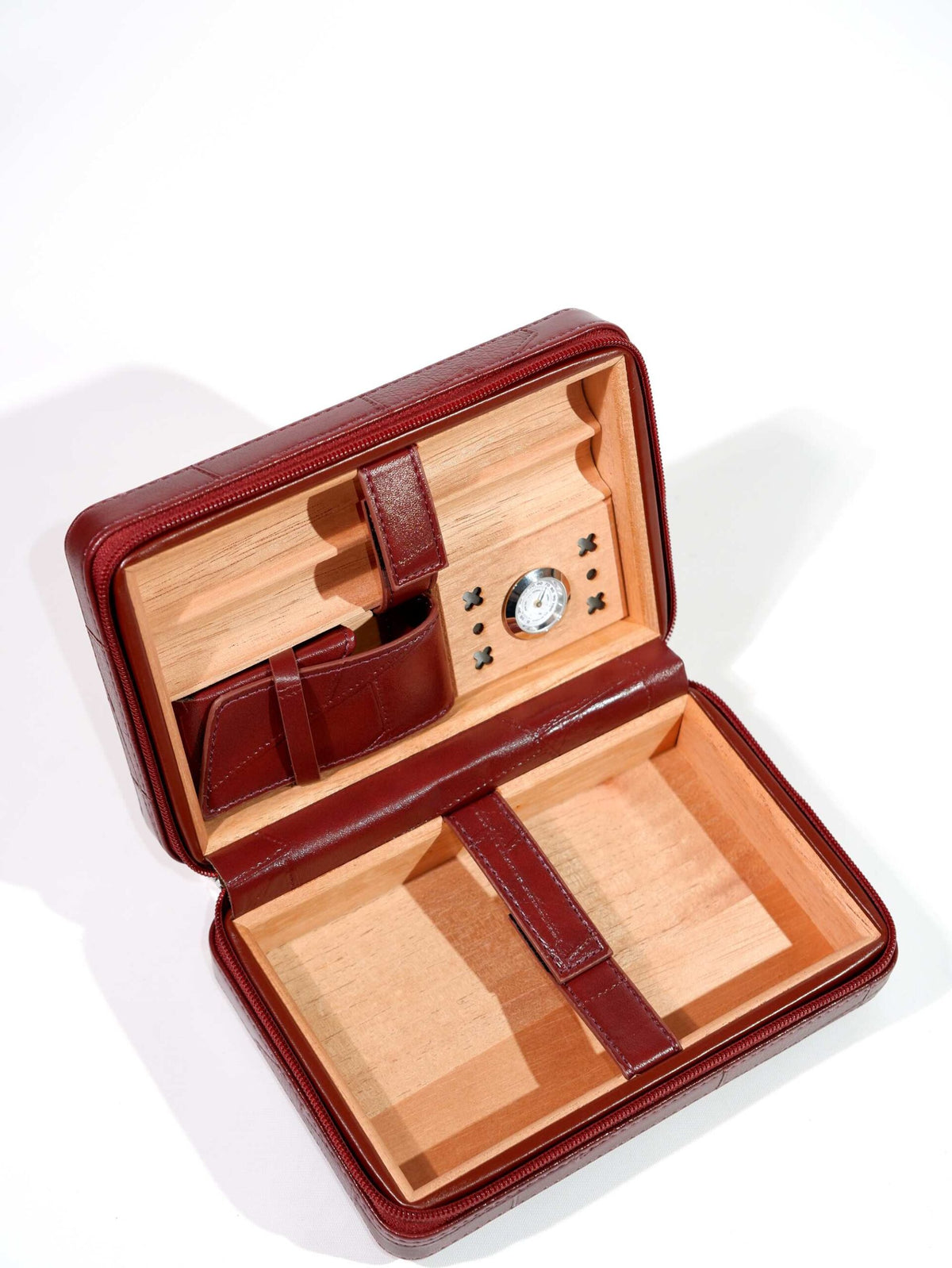 Cohiba Bordo Desenli Deri Puro Taşıma Çantası - Seyahat Humidoru PSH00103 – detay görünümü