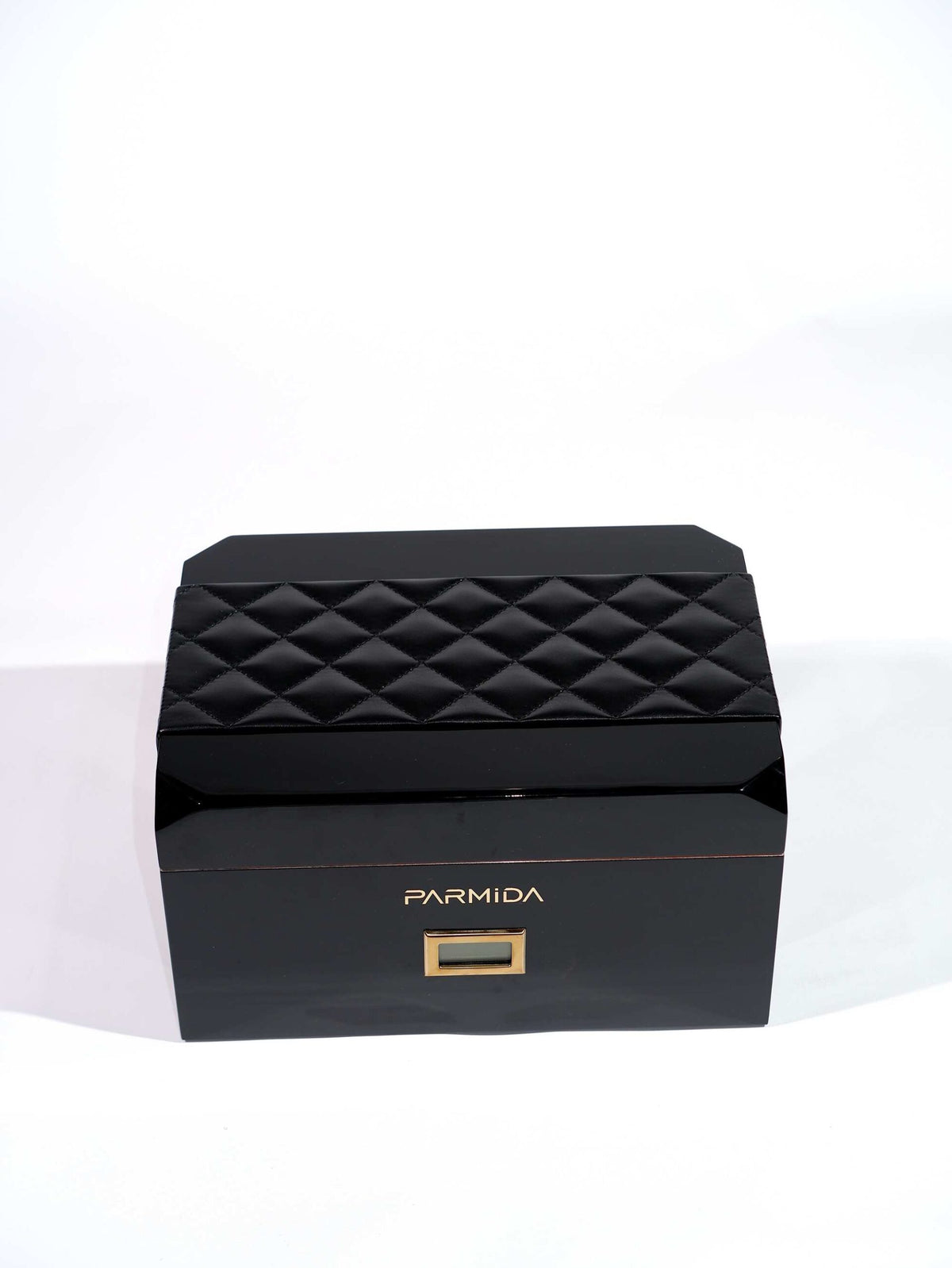 Parmida Siyah Deri Geçişli Raflı Sedir Ağacı Nemlendirici Humidor PHUM0237 – yan görünüm