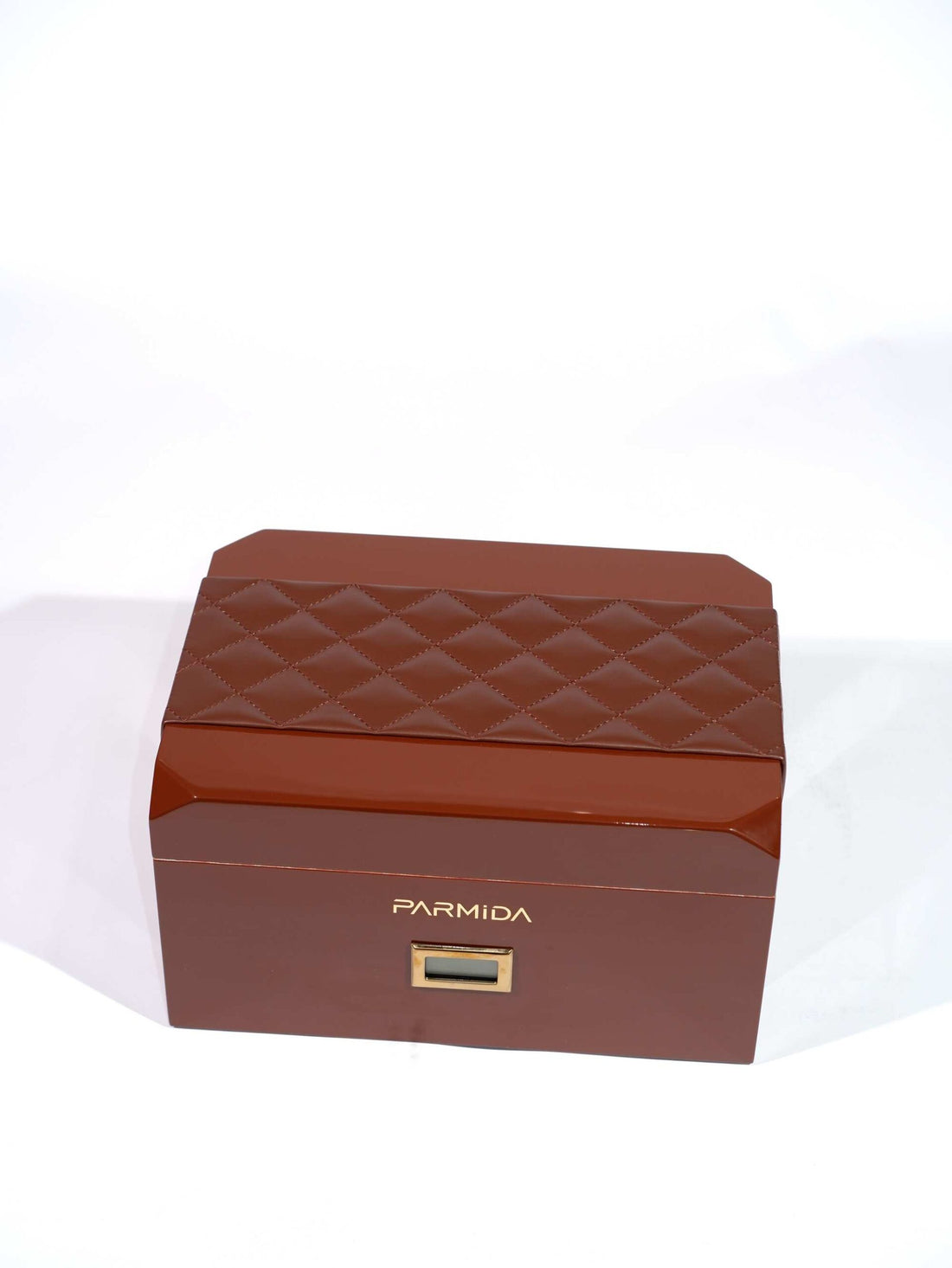 Parmida Kahverengi Deri Geçişli Raflı Sedir Ağacı Nemlendirici Humidor PHUM0238
