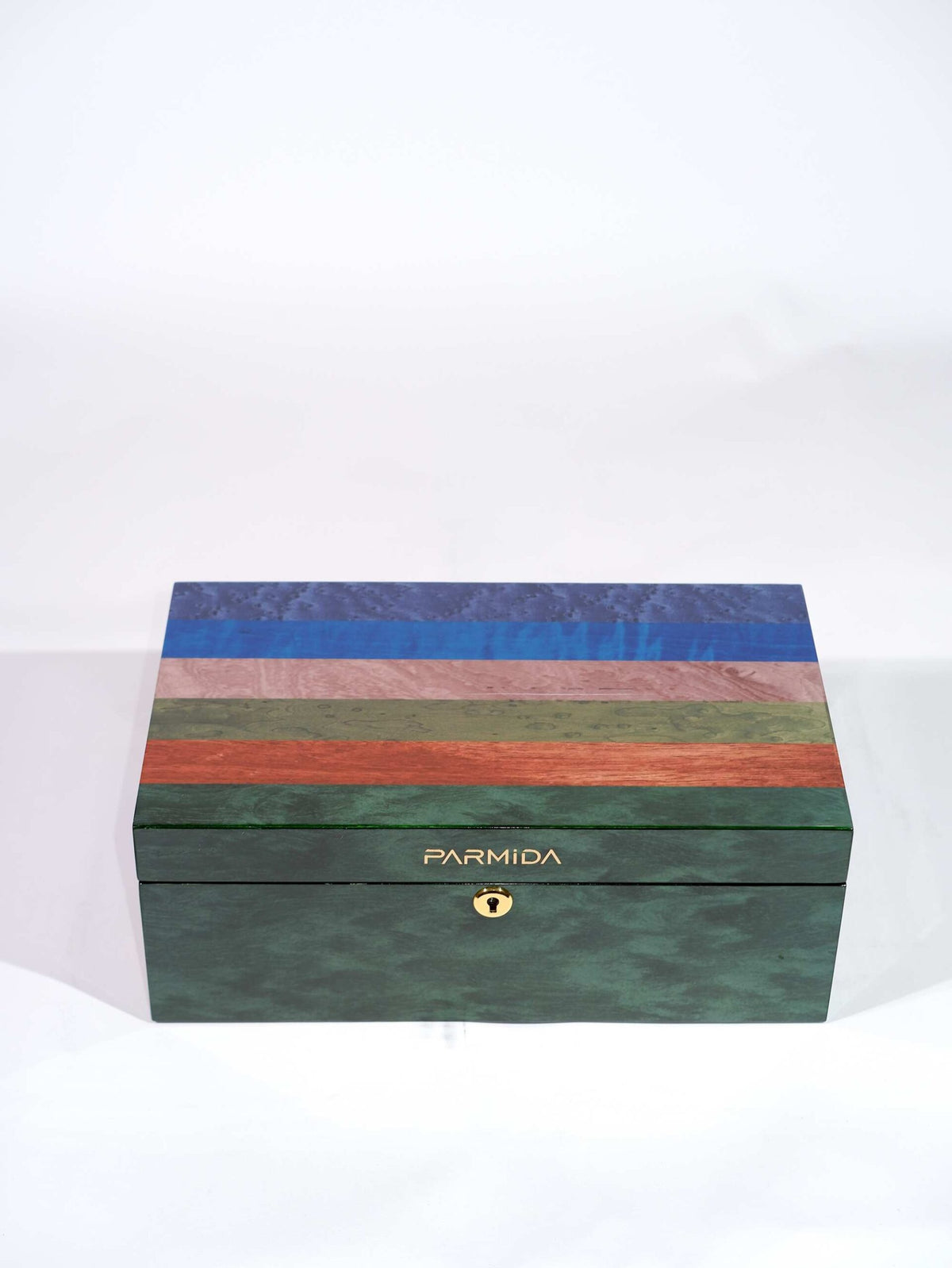 Parmida Renkli Çizgi Geçişli Raflı Sedir Ağacı Nemlendirici Humidor PHUM0240 – genel görünüm