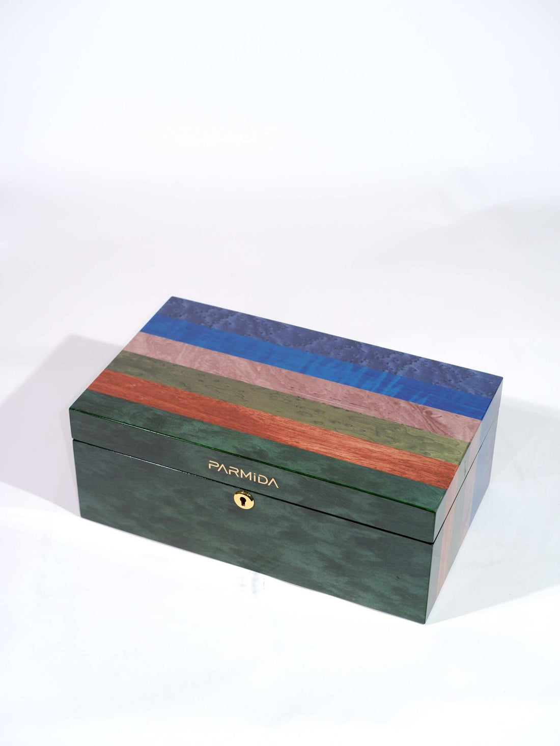 Parmida Renkli Çizgi Geçişli Raflı Sedir Ağacı Nemlendirici Humidor PHUM0240