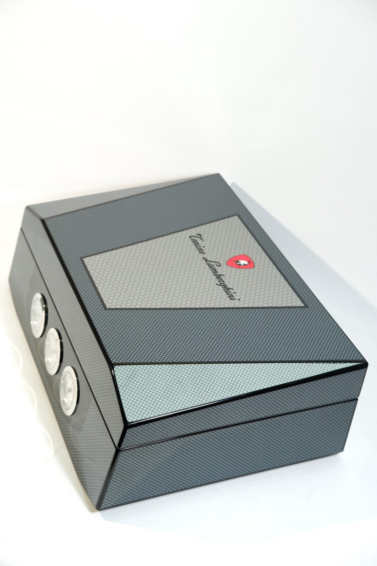Lamborghini Karbon İspanyol Sediri Puro Saklama Kutusu Humidor PHUM0245 – detay görünümü
