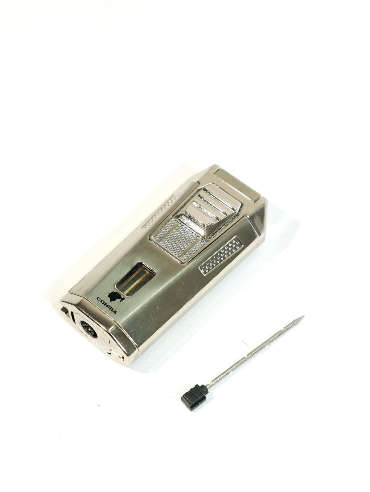 Cohiba Gümüş Çift Torch Puro Çakmak CCM0899 – yan görünüm