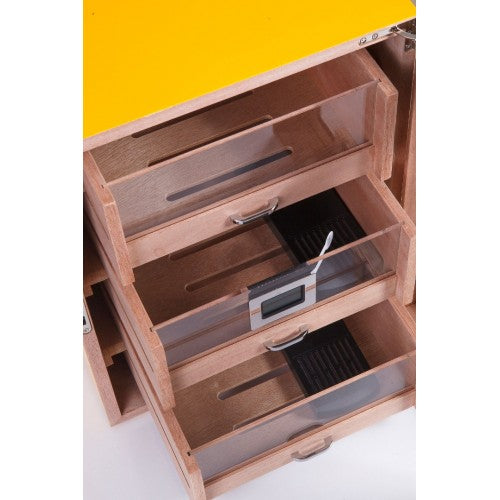 Parmida Sarı-Gri 3 Raflı Sedir Ağacı Nemlendirici Humidor PHUM0149 – detay görünümü