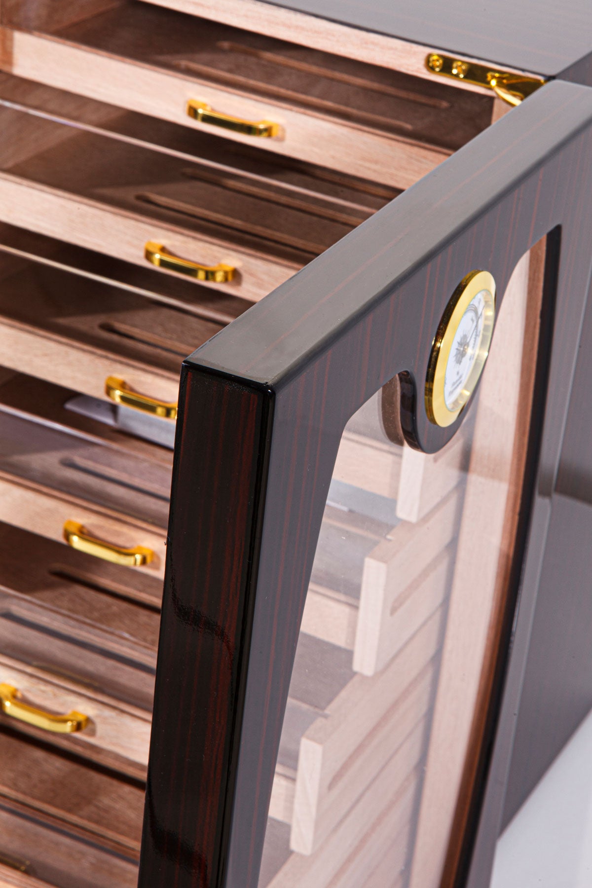Parmida Parlak Vişne 7 Raflı Sedir Ağacı Nemlendirici Humidor PHUM0126 – detay görünümü