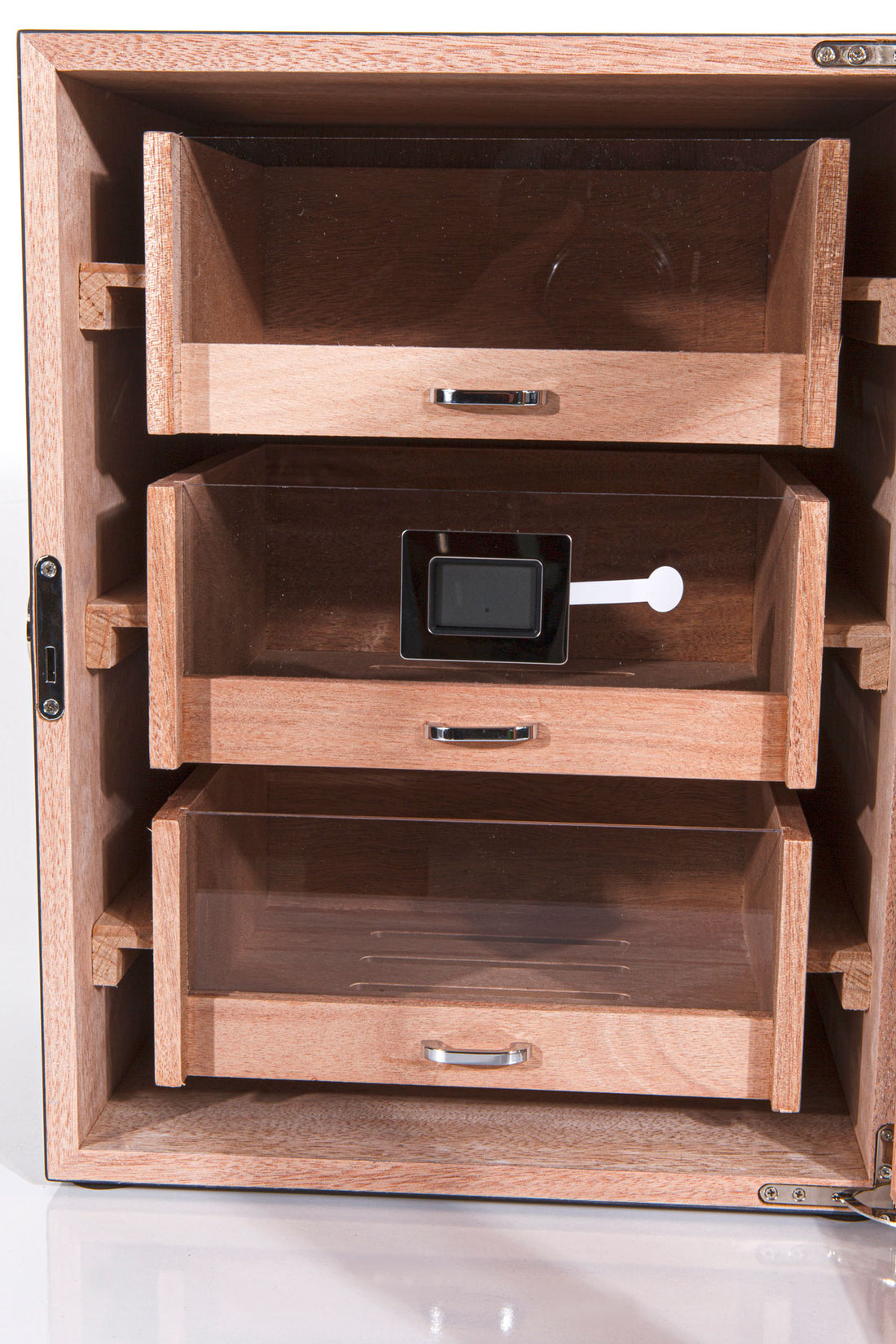 Parmida Siyah-Karbon 3 Raflı Sedir Ağacı Nemlendirici Humidor PHUM0129