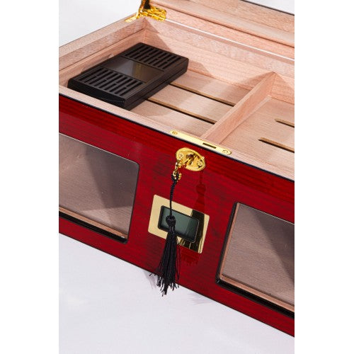 Parmida Parlak Vişne Raflı Sedir Ağacı Nemlendirici Humidor PHUM0143 – detay görünümü