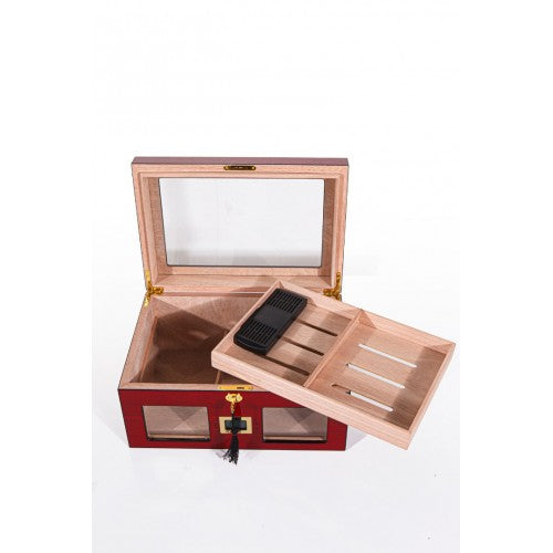 Parmida Parlak Vişne Raflı Sedir Ağacı Nemlendirici Humidor PHUM0143