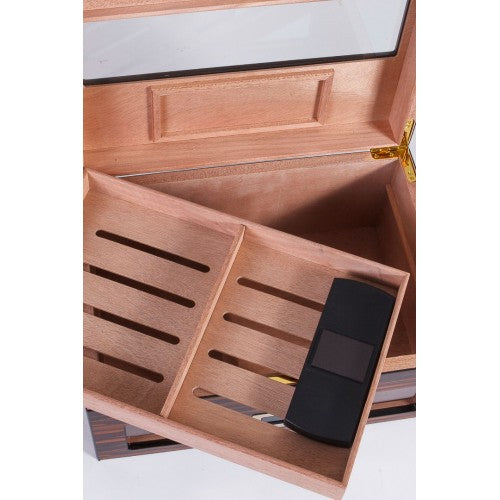 Parmida Parlak Ahşap Raflı Sedir Ağacı Nemlendirici Humidor PHUM0151 – farklı açıdan görünüm