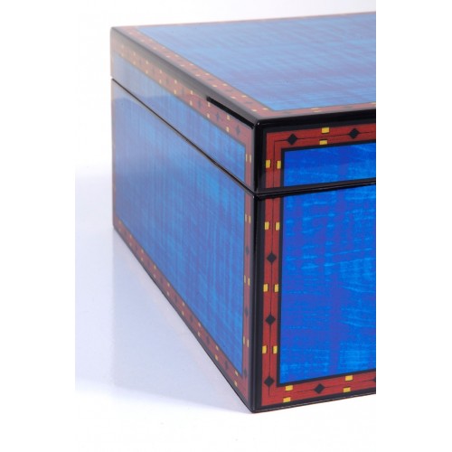 Parmida Mavi Desenli Humidor Puro Saklama Kutusu PHUM0160 – yan görünüm