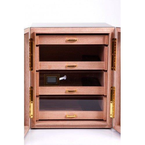 Parmida Siyah 3 Raflı Sedir Ağacı Nemlendirici Humidor PHUM0163 – farklı açıdan görünüm