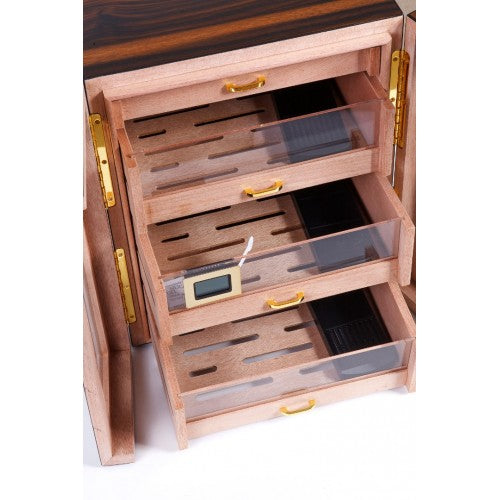 Parmida Siyah 3 Raflı Sedir Ağacı Nemlendirici Humidor PHUM0163 – detay görünümü
