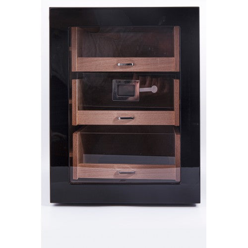 Parmida Siyah 3 Raflı Sedir Ağacı Nemlendirici Humidor PHUM0119 – yakından görünüm