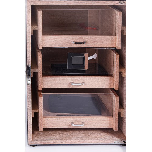Parmida Siyah 3 Raflı Sedir Ağacı Nemlendirici Humidor PHUM0119 – farklı açıdan görünüm