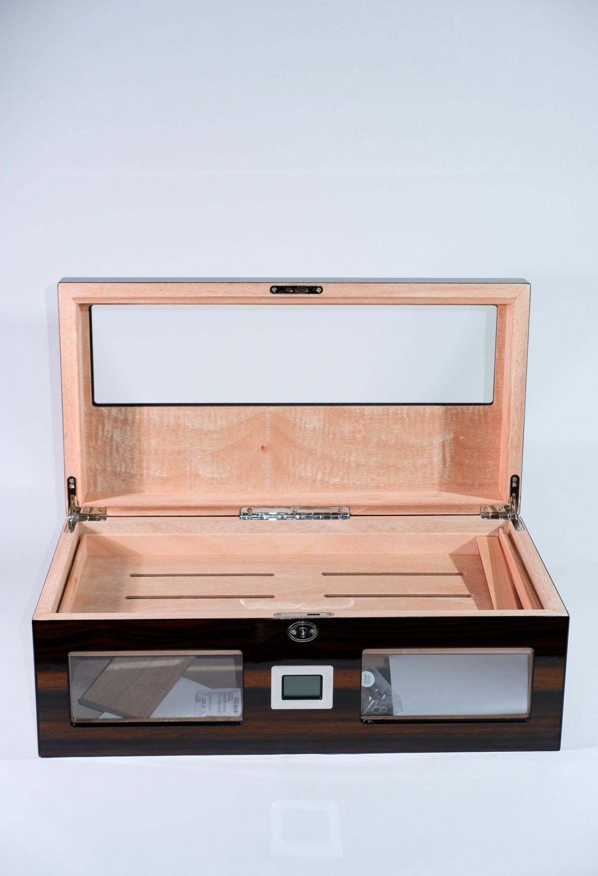 Parmida Parlak Ahşap Raflı Sedir Ağacı Nemlendirici Humidor PHUM0221 – detay görünümü