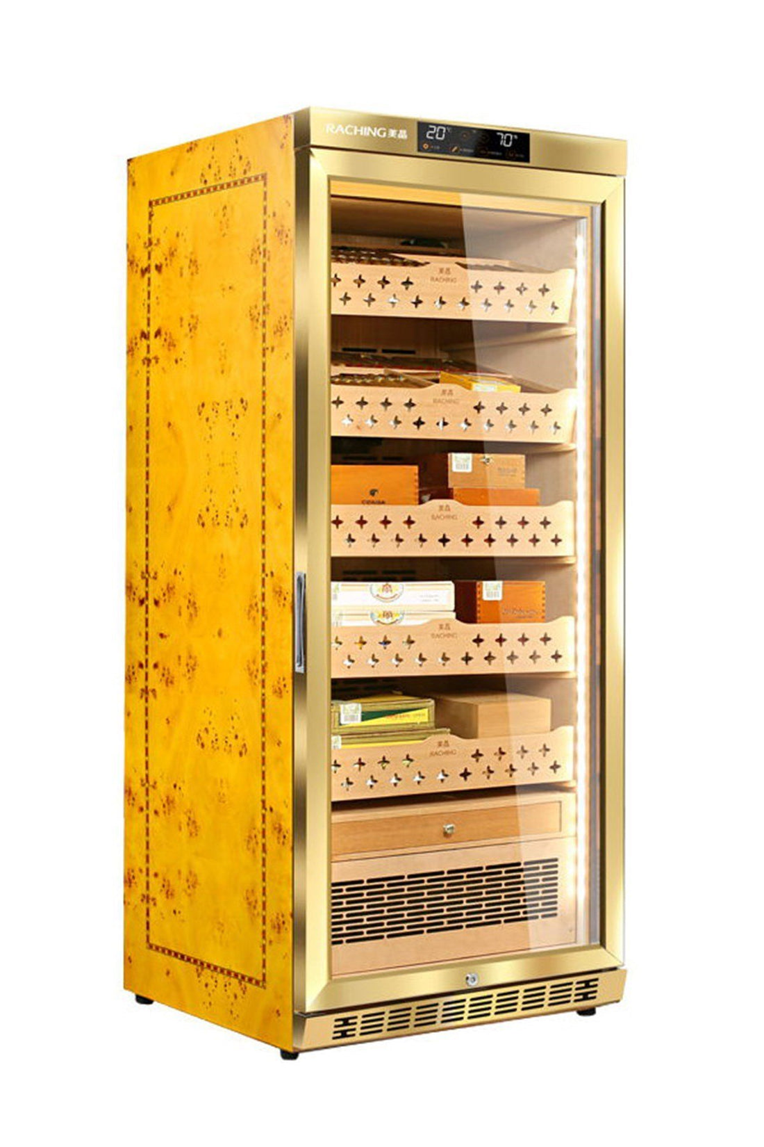 Raching Gold Elektronik Puro Dolabı – 1200 Puro Kapasiteli Profesyonel Humidor MON1800A
