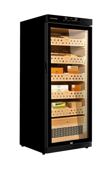 Raching Siyah Elektronik Puro Dolabı – 1200 Puro Kapasiteli Profesyonel Humidor MON1800A