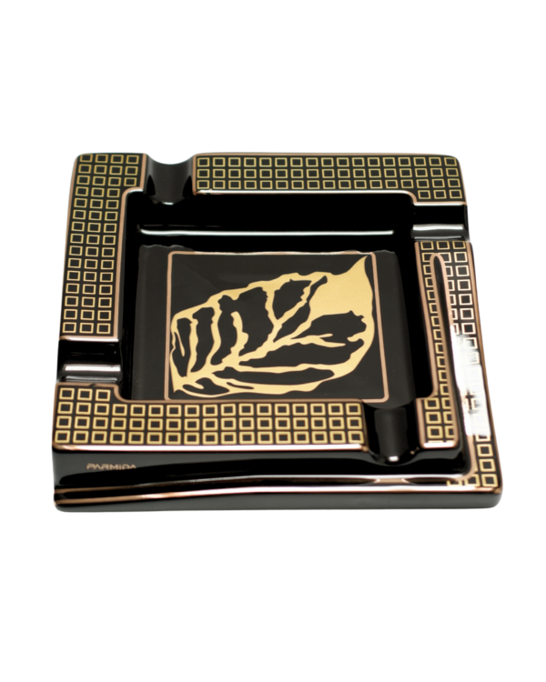 Parmida Siyah Dört Hazneli Yaprak Tasarımlı Seramik Puro Küllüğü PKL0239