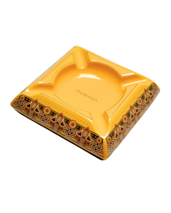 Parmida Sarı Dört Hazneli Desenli Seramik Puro Küllüğü PKL0263