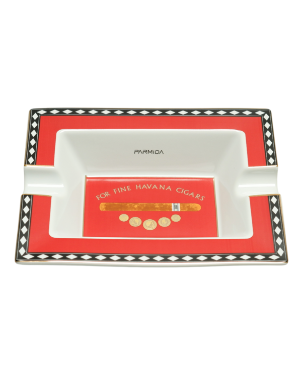 Parmida Beyaz Kırmızı İkili Hazneli Seramik Puro Küllüğü PKL0245