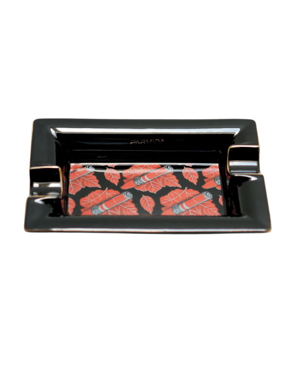 Parmida Siyah Puro Desenli Çift Hazneli Puro Tasarımlı Seramik Puro Küllüğü PKL0261