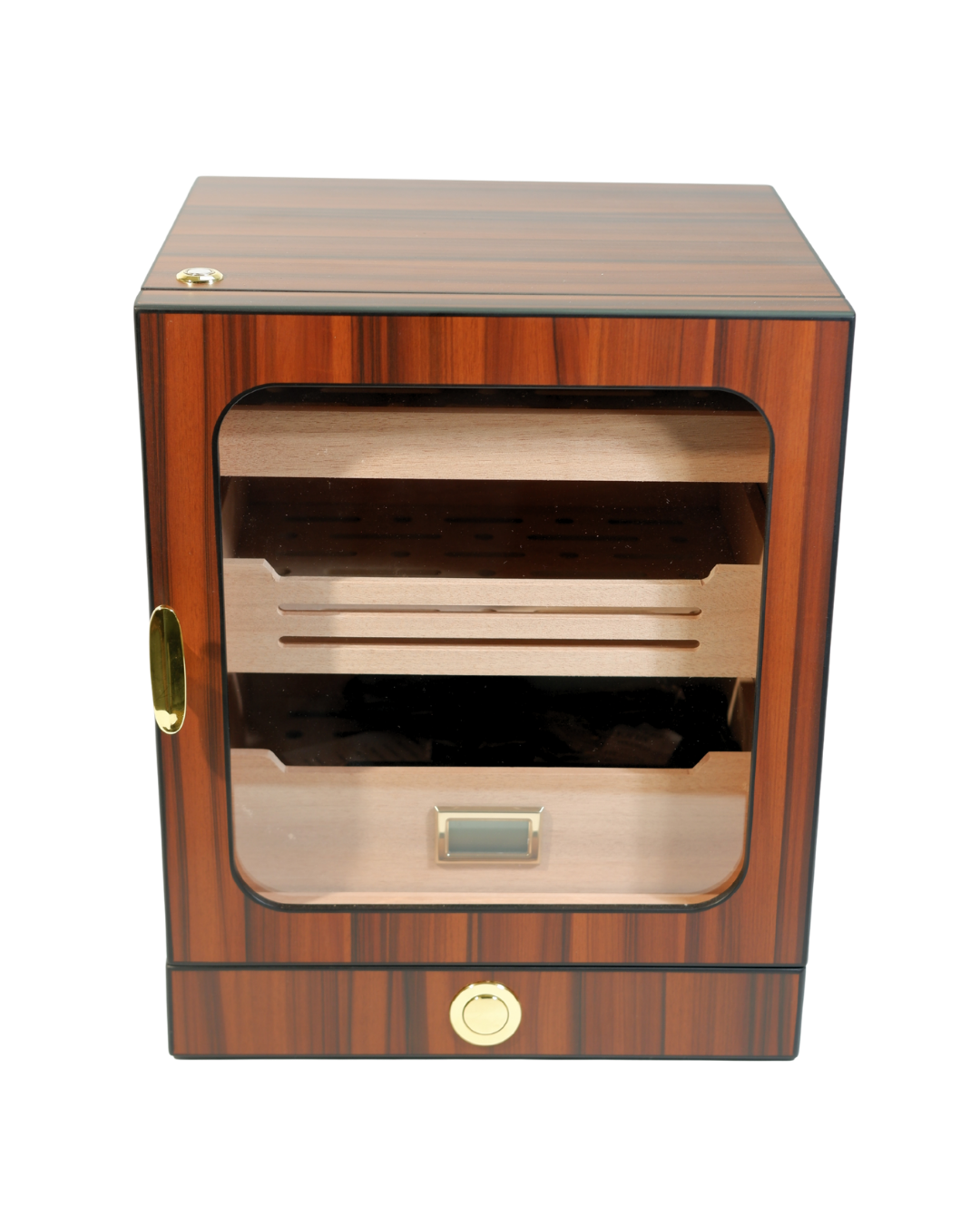 10 Parmida Kahverengi Gold Aksesuar Çekmeceli Camlı İçi Ledli Humidor Puro Kutusu Phum0261 - Görsel 1